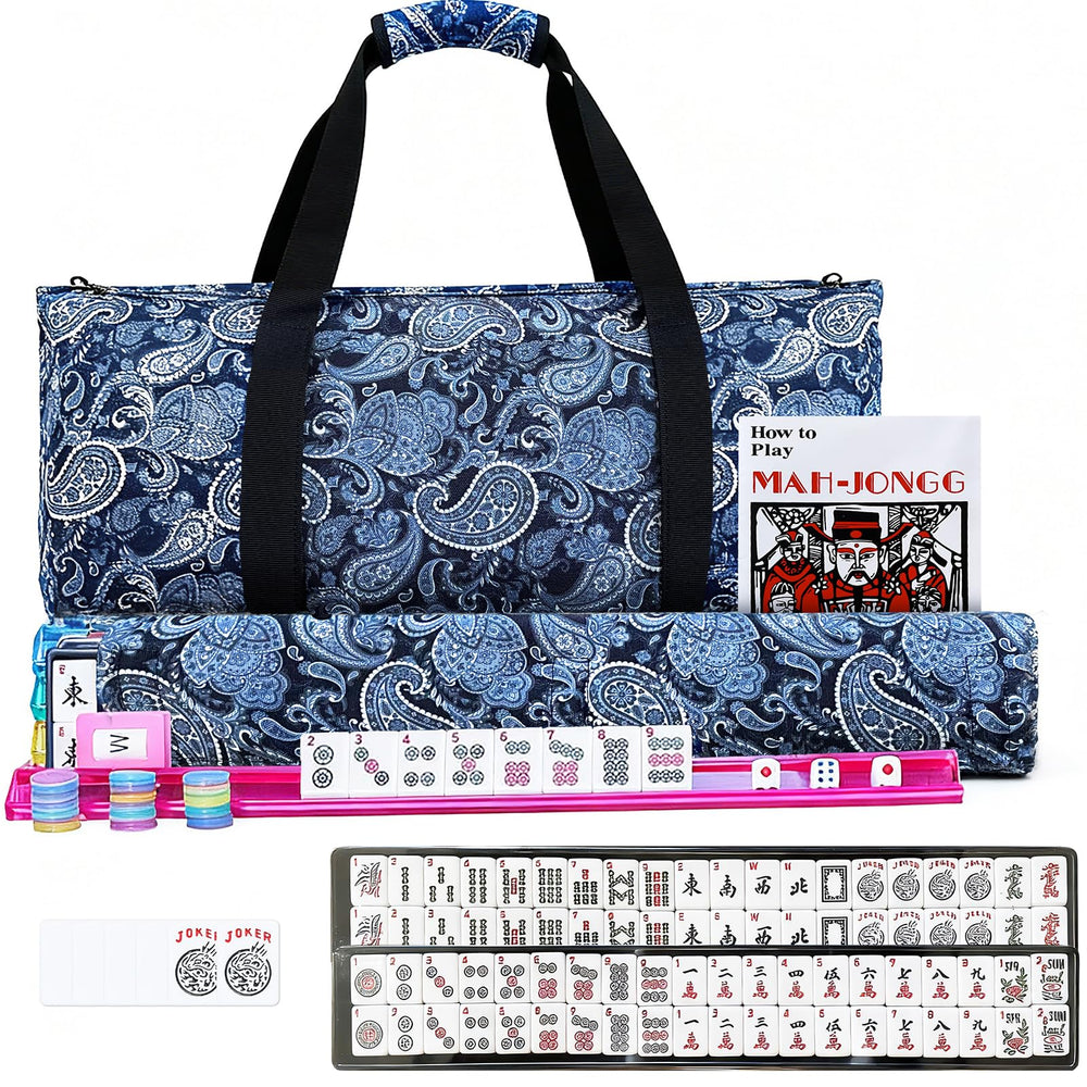 Ploomi American Mahjong Tiles Set with 166 white tiles for clear visibility.