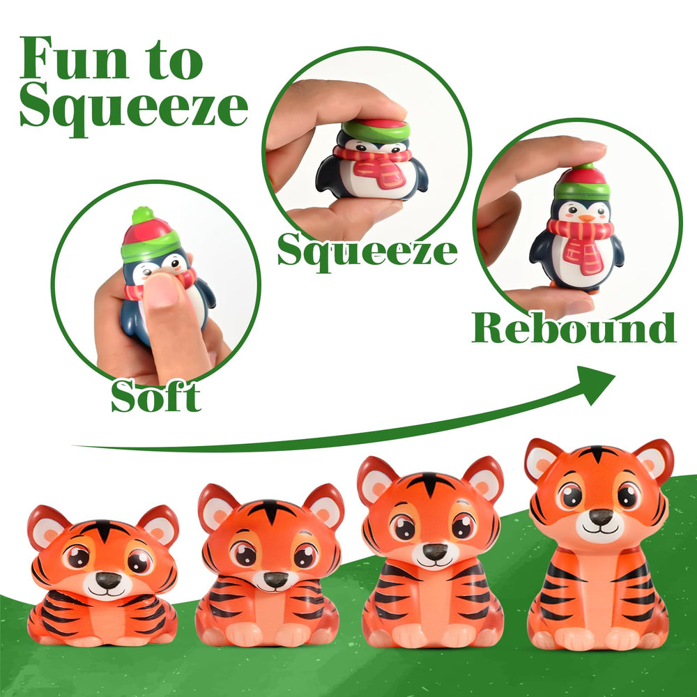 Plougvi 24pcs animal squishy tiger great for party bags and tabletop activities