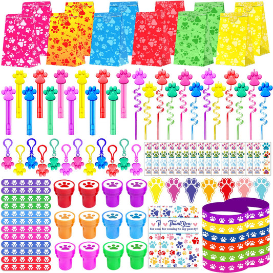 PLOUGVI Paw Crazy Straws with paw prints, ideal for party drinks.