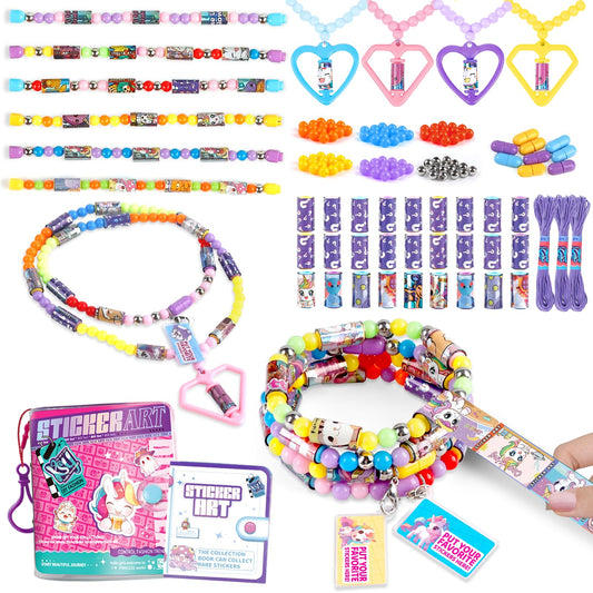 Plunack 960-Piece sticker bracelet kit overview with holographic sticker rolls for endless customization.