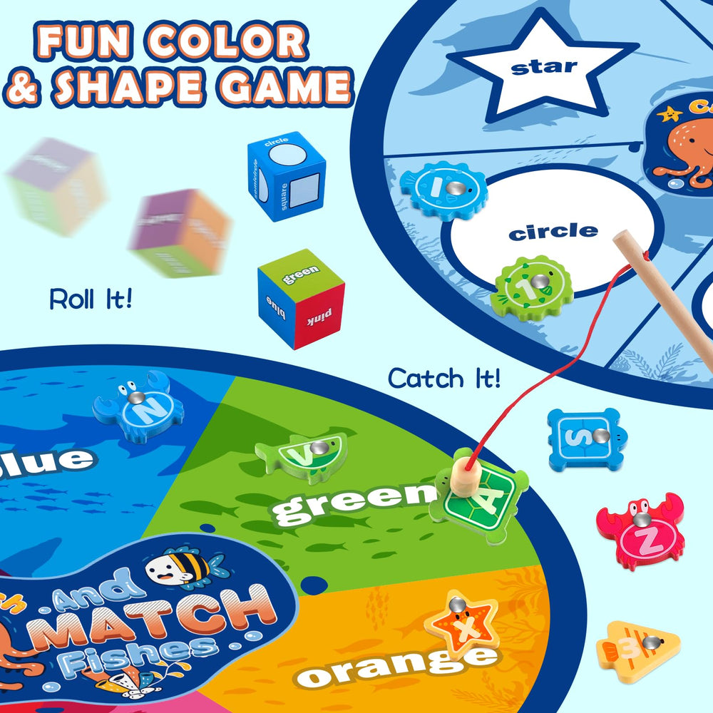 Plunack Alphabet Fishing Game color dice introduce sorting challenges with a fun twist