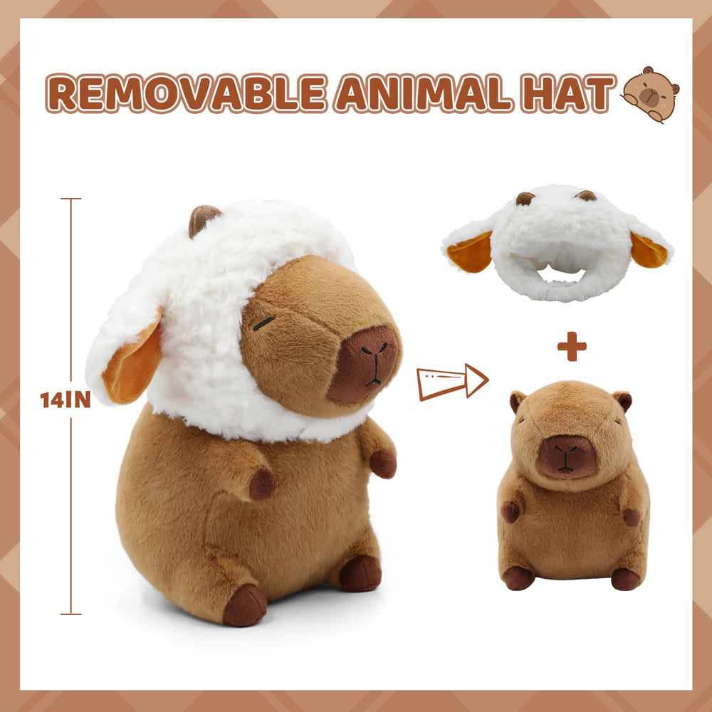 Plupiapio capybara plush with sheep hat for a cozy look