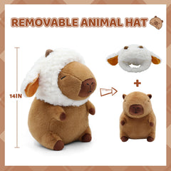 Plupiapio capybara plush with sheep hat for a cozy look