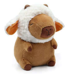Plupiapio capybara plush cuddling pose showing 14 inch soft hug