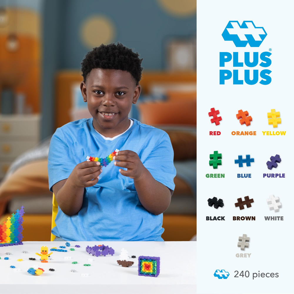PLUS PLUS colorful mosaic design showcases flat construction for early geometry exploration.