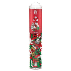 PLUS PLUS festive colors spark vivid builds in red, green, white, gold, and silver.