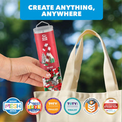 PLUS PLUS on-the-go design tube is ideal for cars, classrooms, or homes.