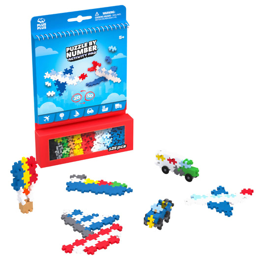 Plus Plus Puzzle by Number Airplane design for portable, creative play on trips