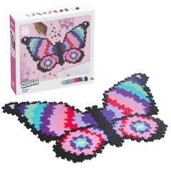 Plus Plus Puzzle by Number Butterfly 800-piece interlocking set ready to display as wall art.