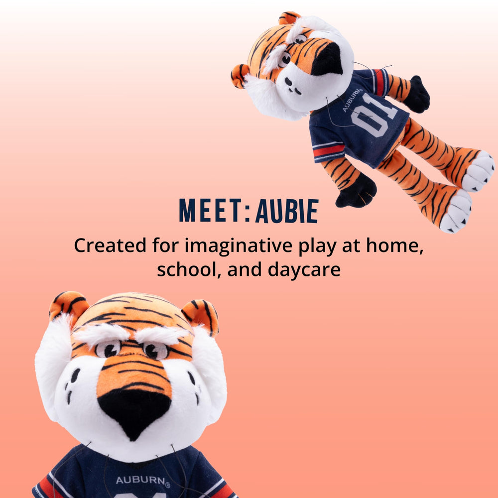 Plushible Aubie 14-inch back view emphasizes poseable, display-worthy mascot decor.