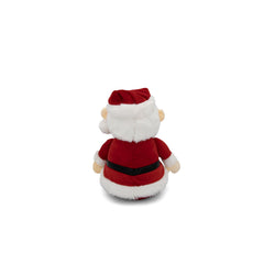 PLUSHIBLE Santa plush 12-inch as festive holiday decor on a mantel or tree.