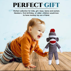 Plushland Sock Monkey makes a perfect gift for kids, teens, and collectors.
