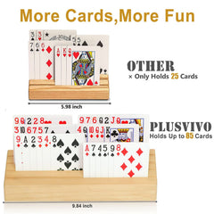 plusvivo card holder wooden side view highlights slim profile for compact table play.
