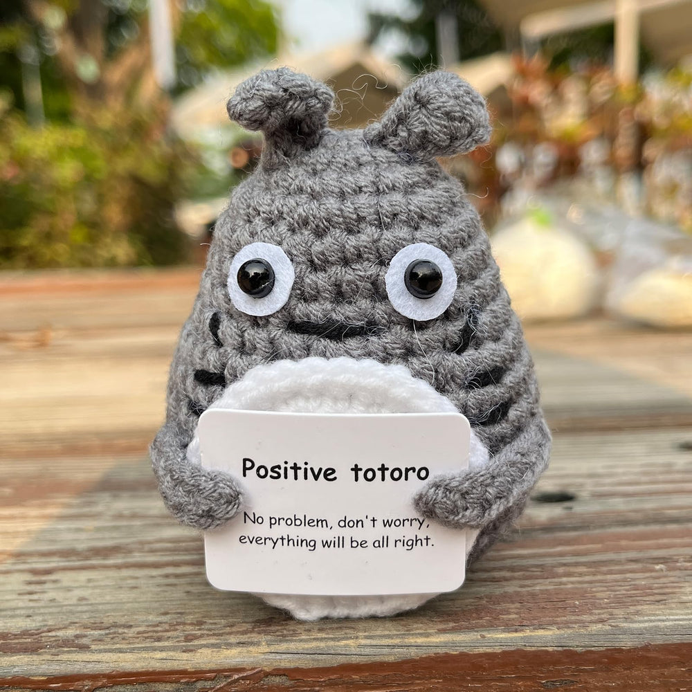 PLWalker Totoro crochet plush close-up highlights stitching detail and cozy fabric.