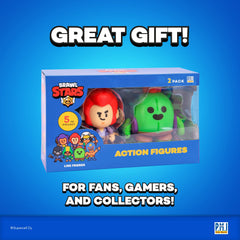 Display-ready Brawl Stars figures on a shelf for collectors.