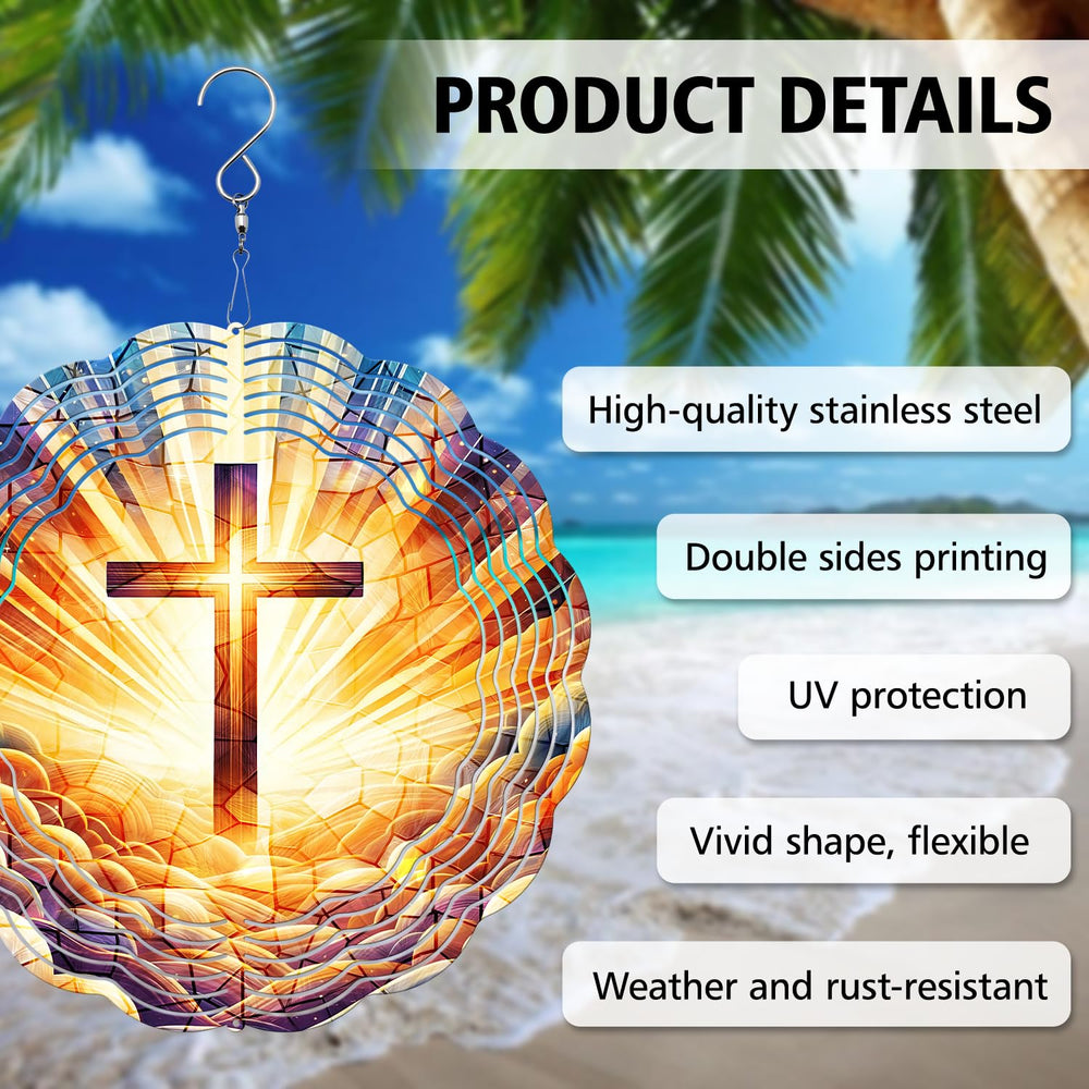 PODMemory cross wind spinner for yard creates a charming outdoor focal point