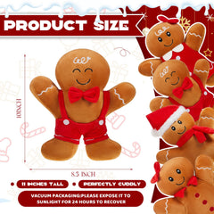 Poen gingerbread pillow close-up face detail highlights stitching and plush texture