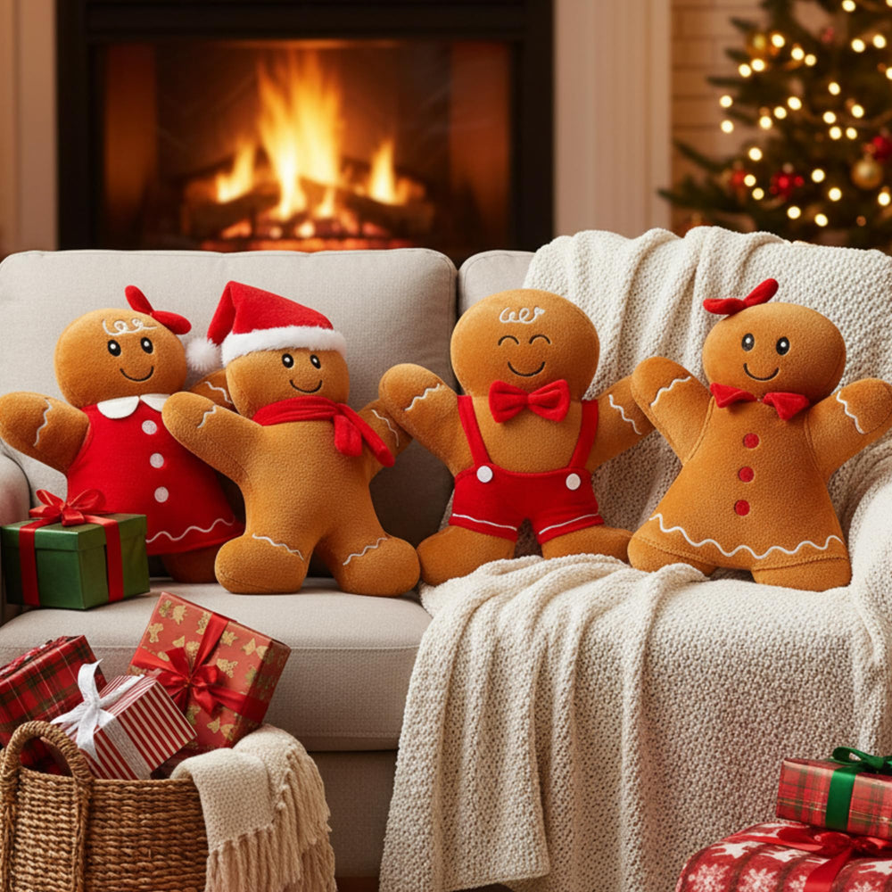 Poen plush gingerbread companion ideal for family cuddles during holidays