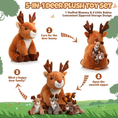 Poen plush deer fawn brown, 12 cm, cozy storytelling pal.