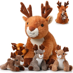 Poen plush deer mother 16-inch with zipper tummy for playful storage.