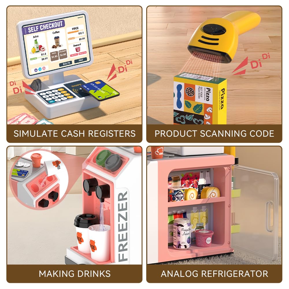 POFJOEQ cash register drawer and accessories organize pretend shopping.