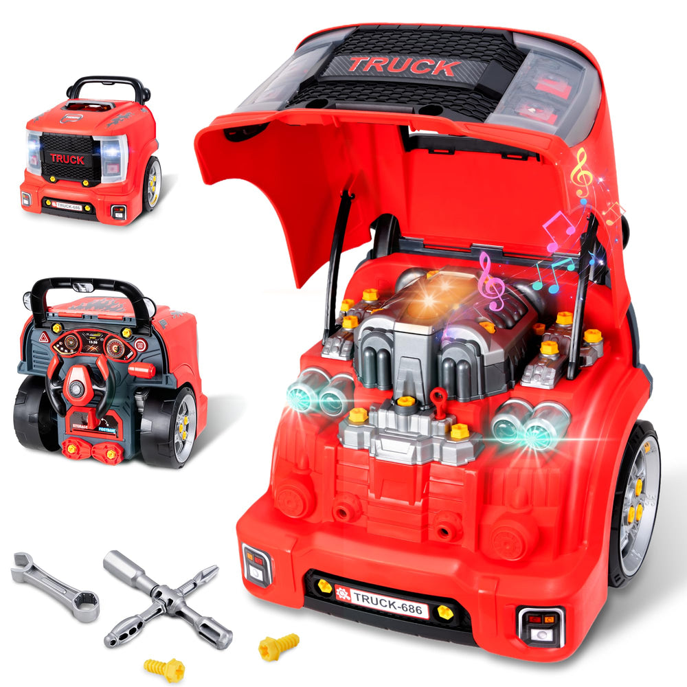 POFJOEQ interactive truck engine toy with removable-parts enhances hands-on learning