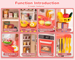 POFJOEQ Kids Kitchen Play Set realistic sounds enhance pretend meal time.