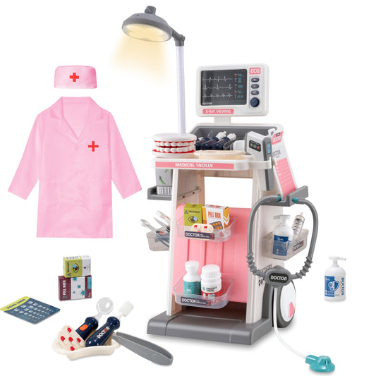 POFJOEQ stem doctor playset packaging showing educational toy for imaginative toddler play.