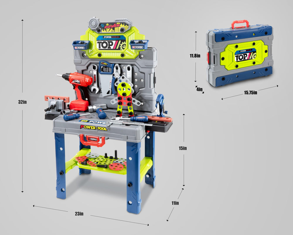 POFJOEQ toy wrench and saw promoting fine motor skills during guided tasks