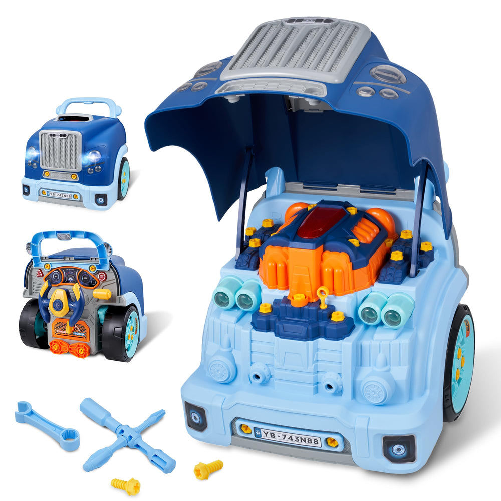 POFJOEQ Truck Engine Toy with removable parts for hands-on repair practice