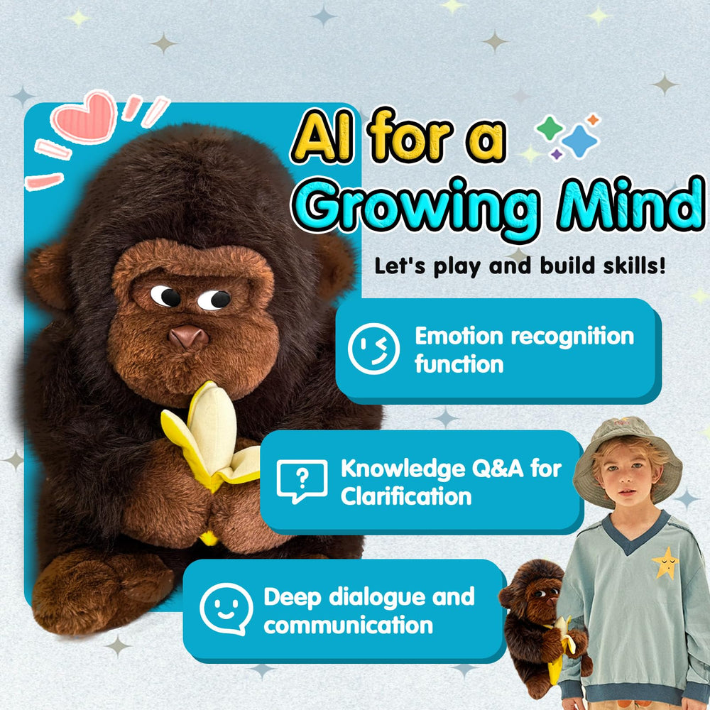 POHAHA AI Talking Gorilla senior-friendly companion sits beside a sofa.