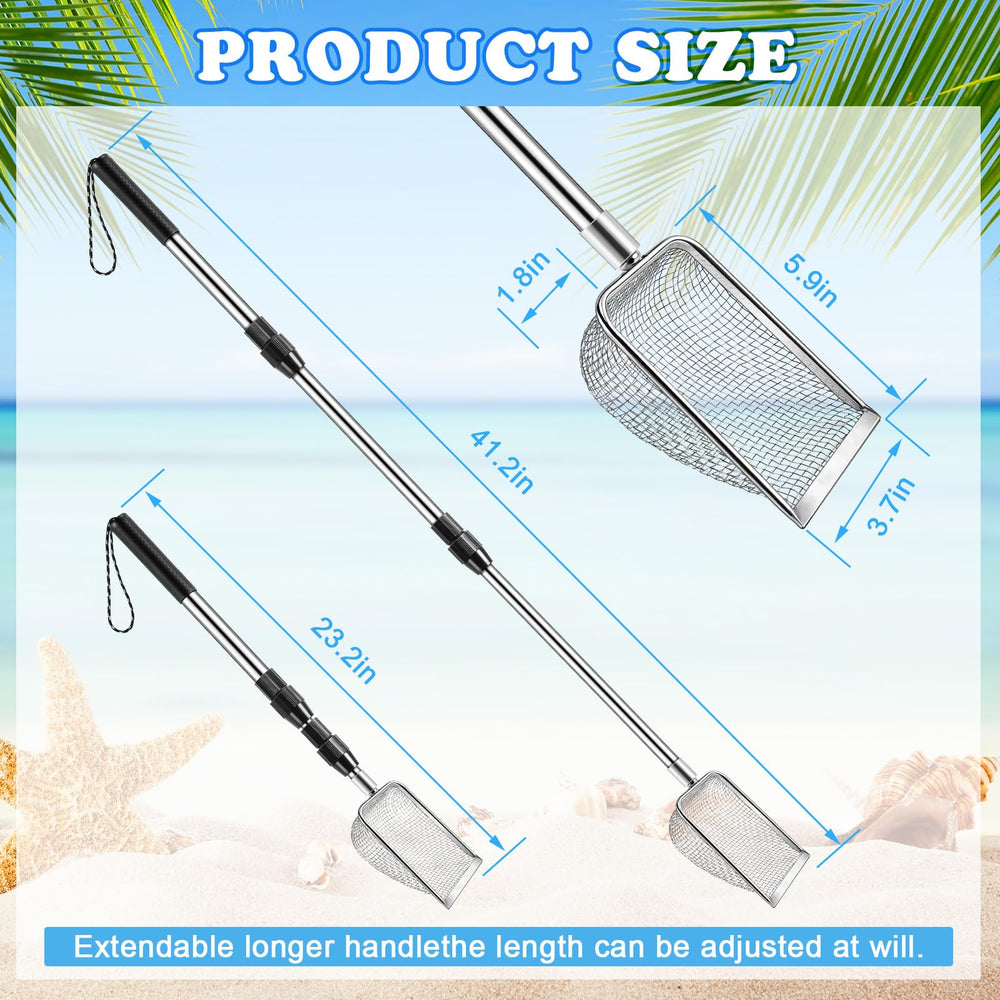POILKMNI stainless steel scoop head designed for long-lasting use on wet sand.