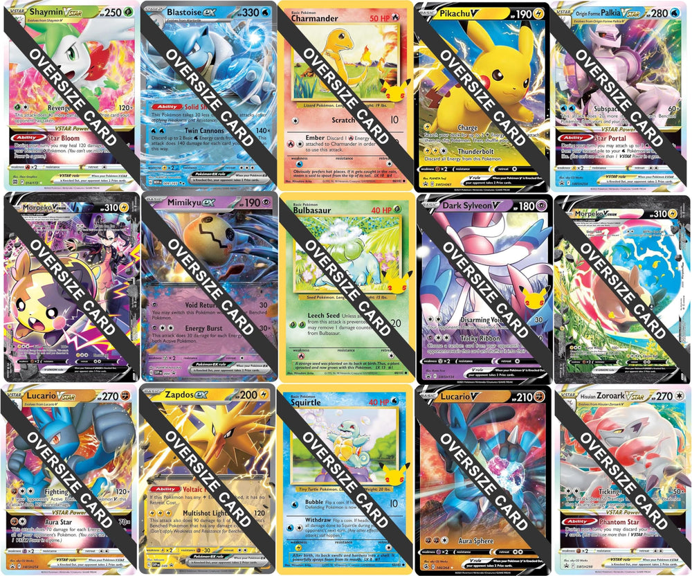 Pokémon jumbo oversize cards: a random non-duplicate selection for display and collection.
