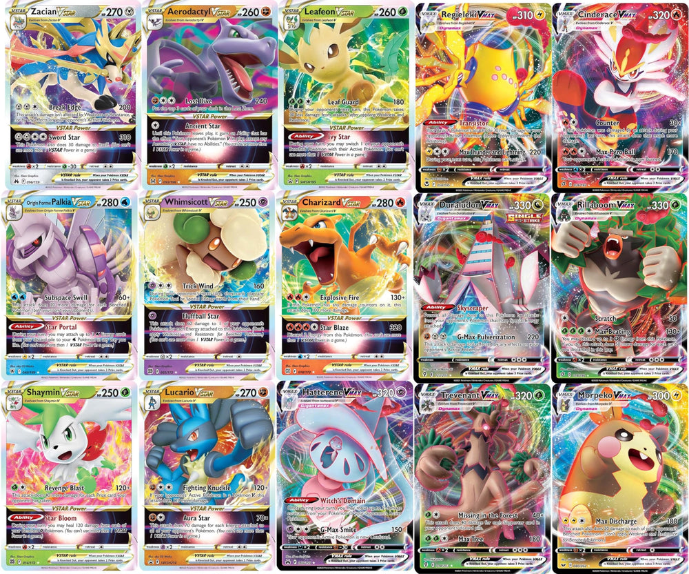 Pokémon 5 VMAX VSTAR bundle front view shows full-art etched cards for display