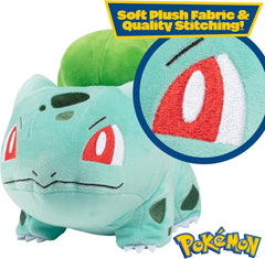 Bulbasaur 8-inch plush close-up highlighting soft fabric and stitching
