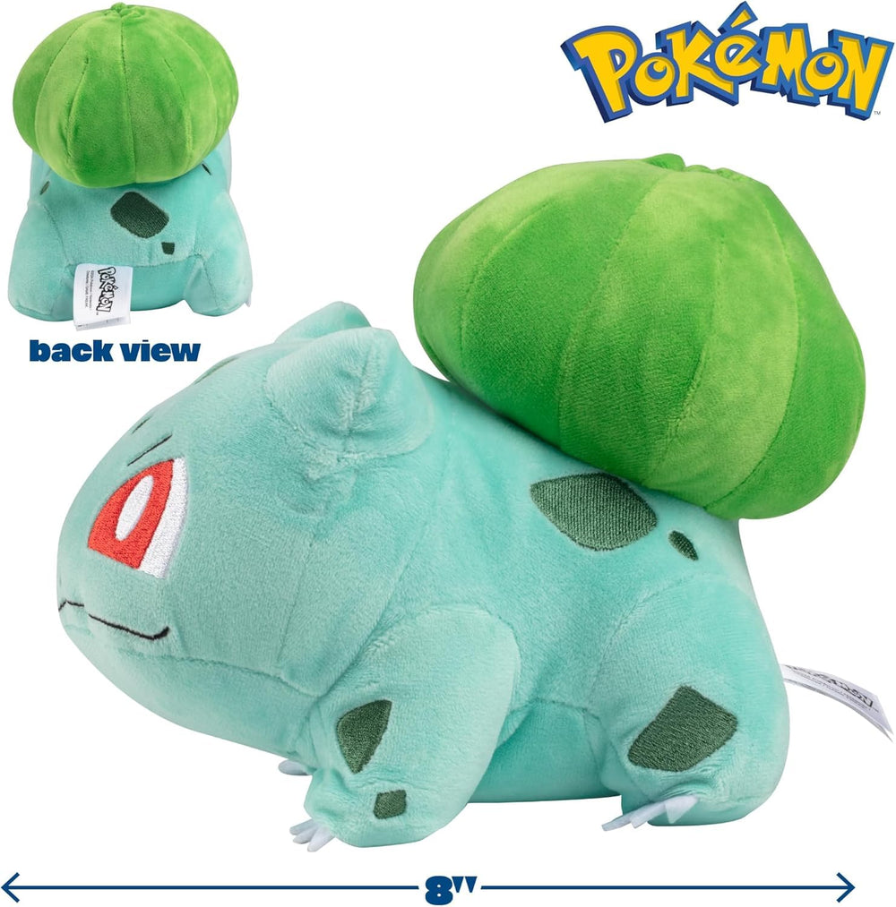 Pokémon Bulbasaur plush 8-inch side view ideal for on-the-go cuddles