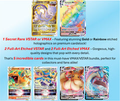 Pokémon VMAX full-art etched card close-up, ideal for display and appreciation.