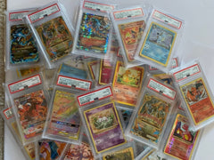 Display-ready Pokémon card in clear holder for easy viewing angles.