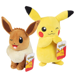 Pokemon Eevee and Pikachu 8-inch plush set, soft companions for kids
