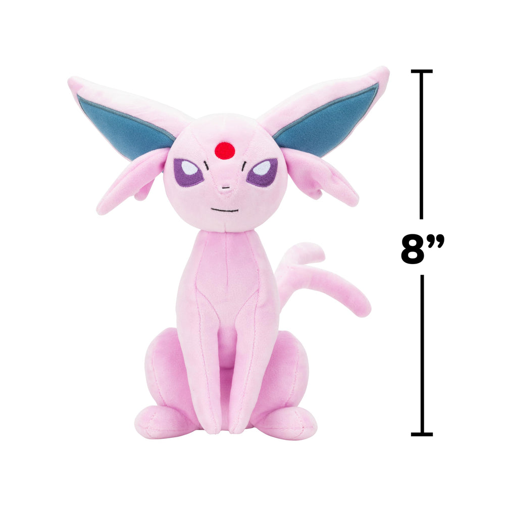 Display-ready Espeon plush adds charm to shelves and desks.