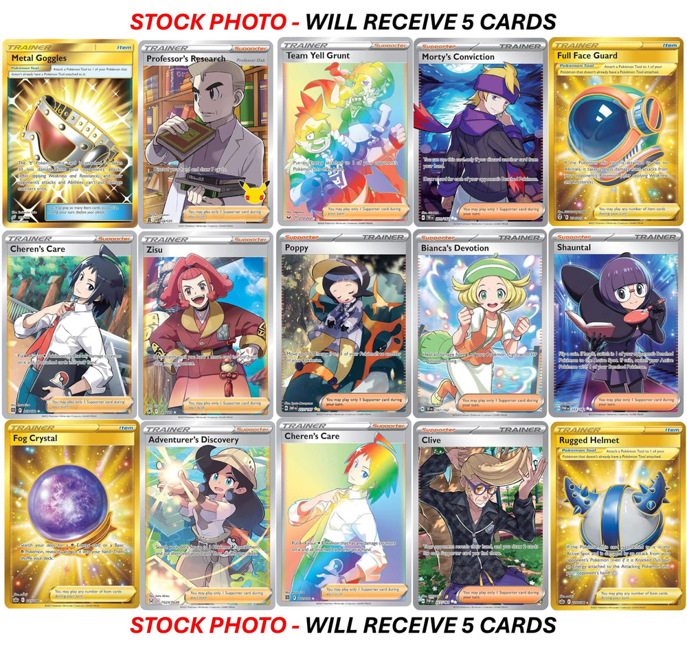 Pokémon full-art etched trainer card offers bold colors for collection.