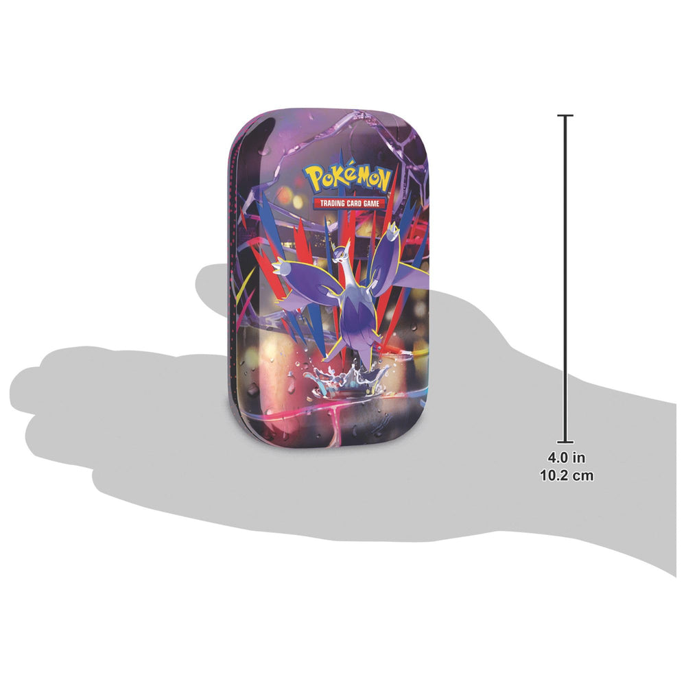 Pokémon Mega Heroes Mini Tin packaging keeps your cards safe and portable.