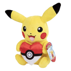 Pokémon Pikachu plush with heart Poke Ball, soft and cuddly for kids