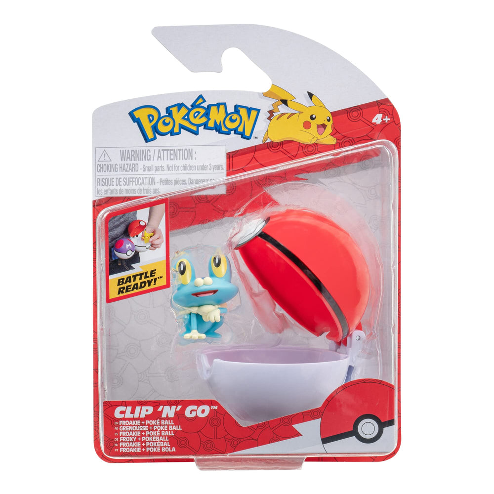 Pokémon PKW3133 Clip'n'Go Poke Ball front view featuring Froxy for on-the-go play.