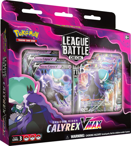 Pokémon Shadow Rider Calyrex VMAX deck front view, ready-to-play for quick matches.
