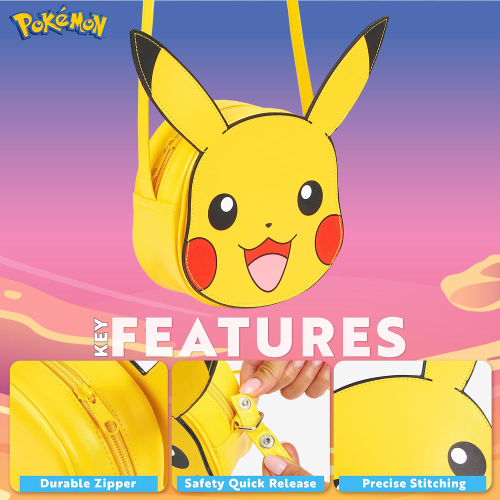 Close-up of the secure zipper on Pokémon Pikachu 3D bag.