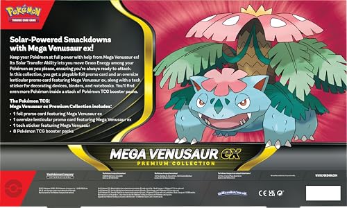 Pokémon Mega Venusaur ex oversize lenticular promo card showing shifting art for display.