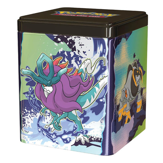 Pokemon TCG Stacking Tin in a random design for collectors seeking variety.