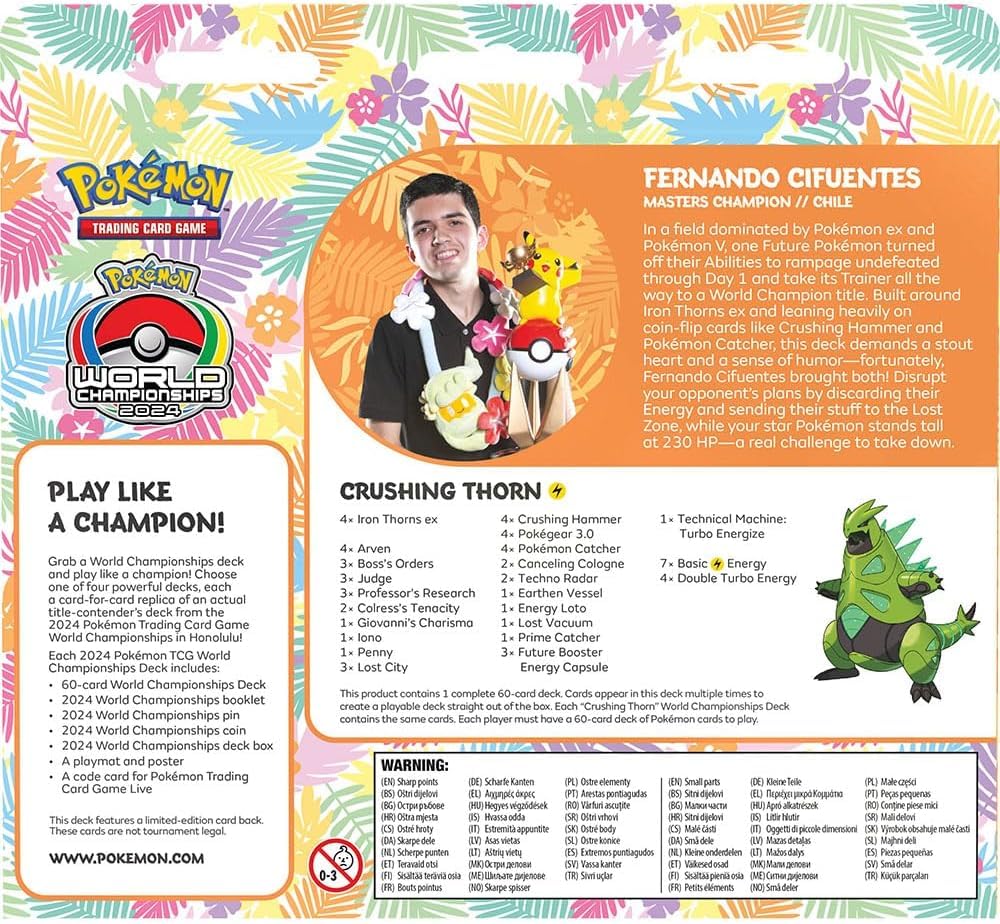 Pokémon TCG World Championships deck packaging, secure and travel-friendly.