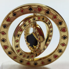 Center spade detail showing commemorative design and smooth spin